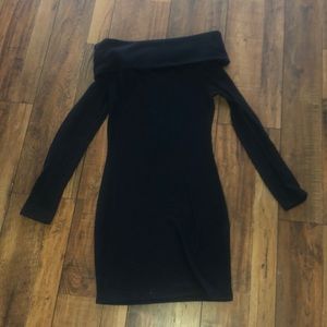 Black off the shoulder sweater dress